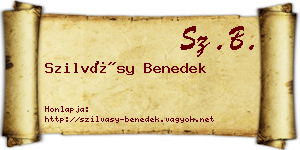 Szilvásy Benedek névjegykártya